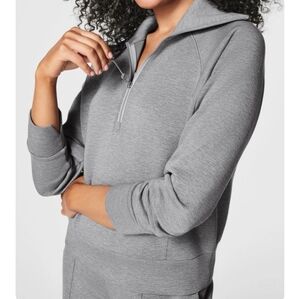 NWT SPANX air essentials half zip heather gray size S
